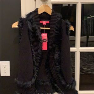 Lilly Pulitzer Faux-Fur Trim Knit Vest